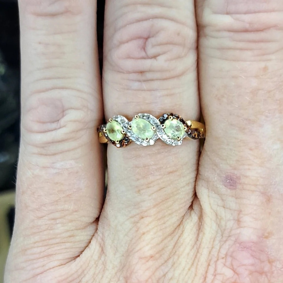 Premium Natural Chrysoberyl, White Zircon and Brown Zircon Ring. - Picture 3 of 7